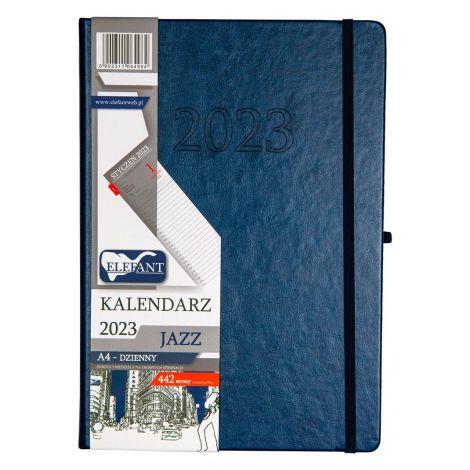 2024 Kalendarz Elefant Jazz A4 dzienny, Granatowy